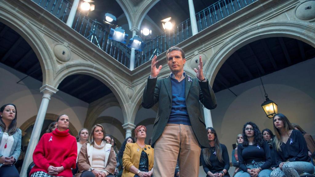 Pablo Casado , presidente del PP, durante su mitin en Úbeda (Jaén).