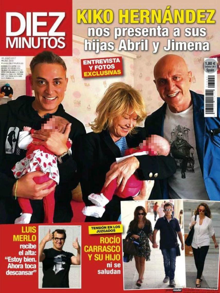 Kiko, en la portada de 'Diez Minutos' con sus mellizas.