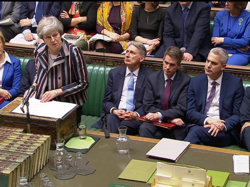 May este lunes durante su comparecencia en el Parlamento