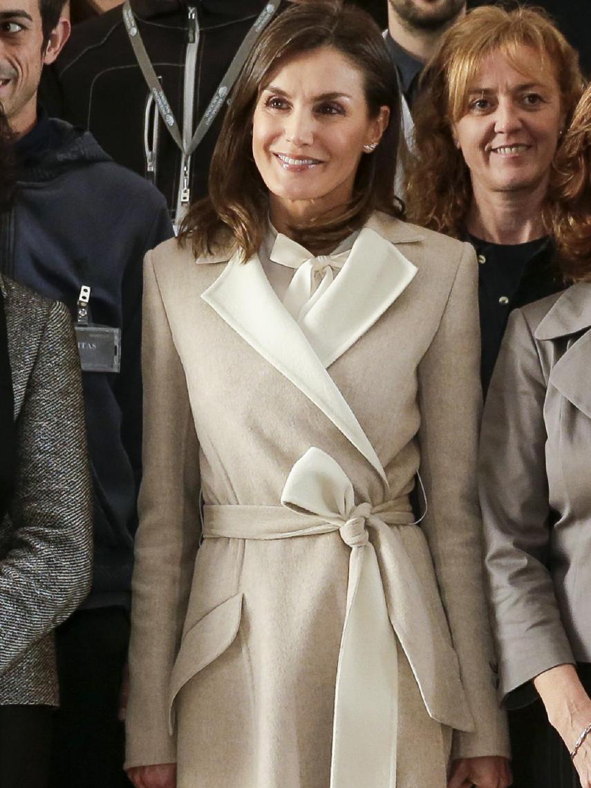 La reina Letizia en el Palacio Real este jueves por la mañana.