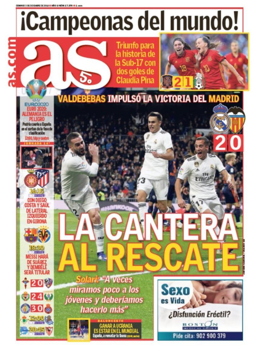 La portada del diario AS (02/12/2018)