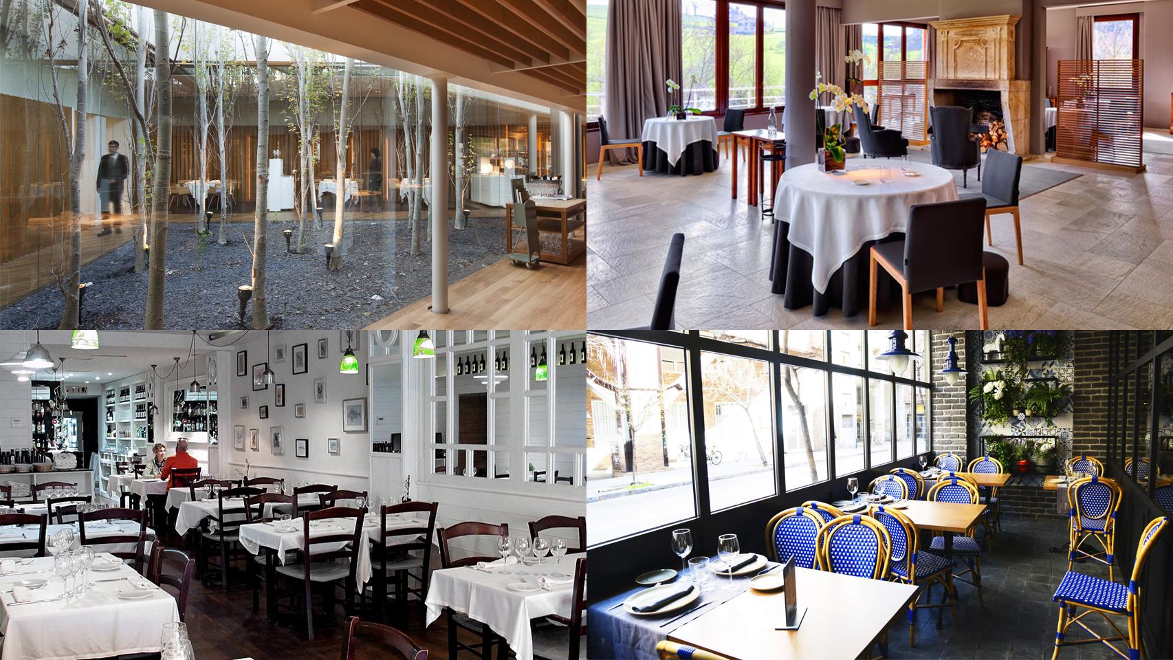 De izquierda a derecha y de arriba a abajo, El Celler de Can Roca, Martín Berasategui, Al Punt y Los Montes de Galicia