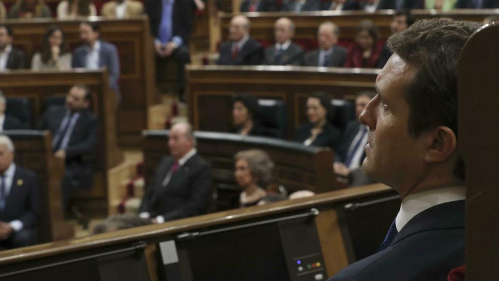 Pablo Casado, durante el homenaje a la Constitución.