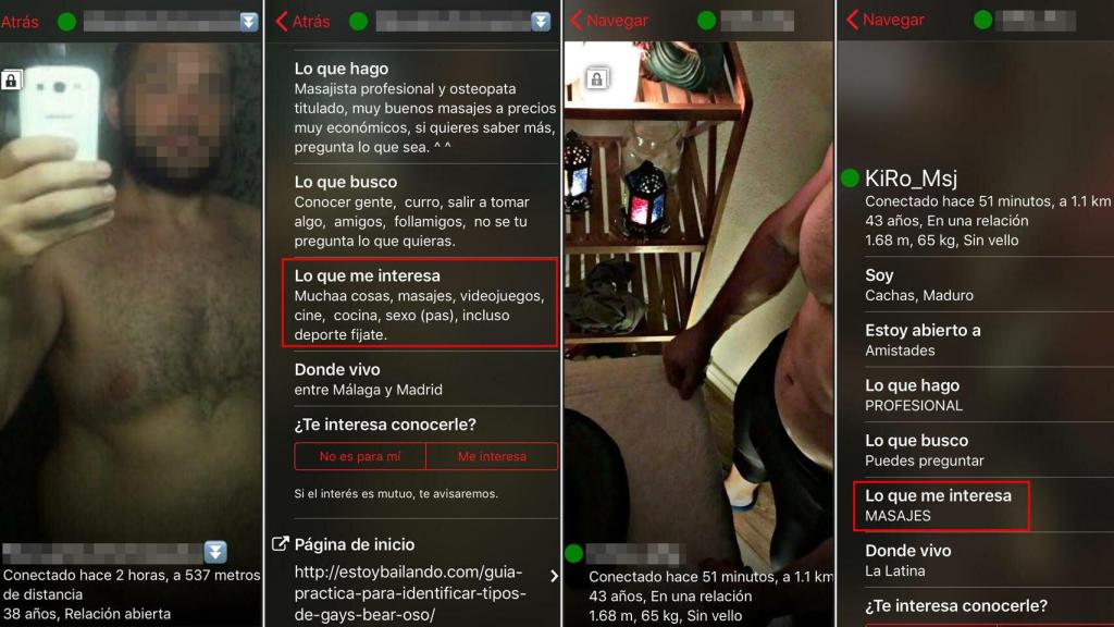 Así se anuncian los presuntos masajistas en las aplicaciones para ligar
