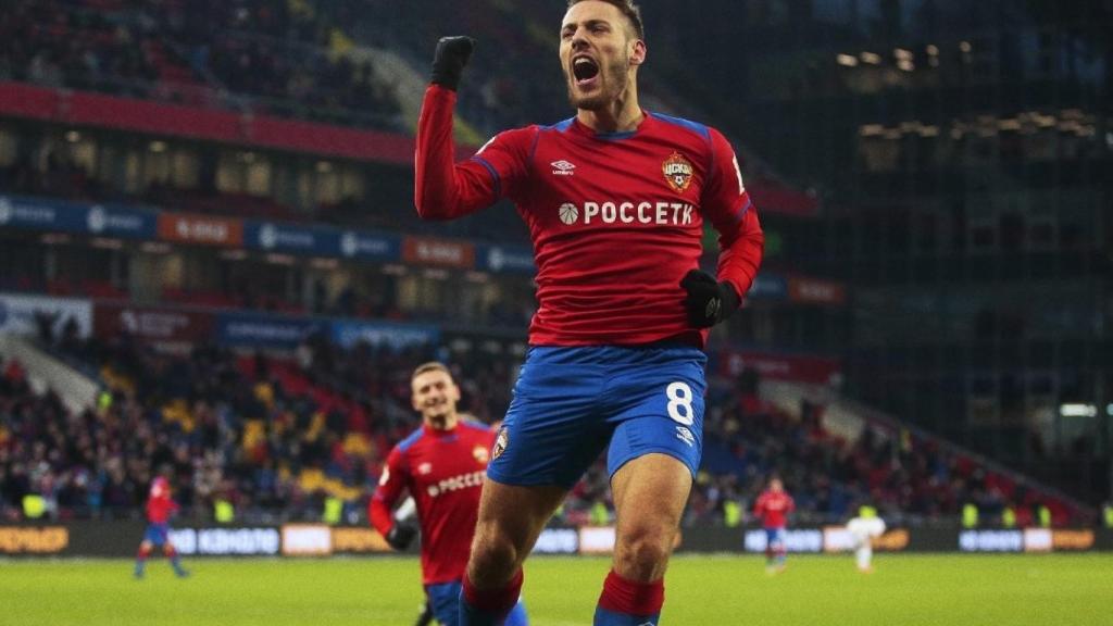 Vlasic celebra su gol al Yenisey. Foto: Twitter @PFCCSKA_en