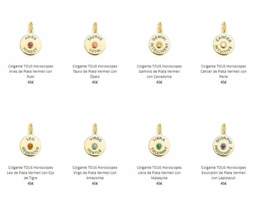 Colgantes del zodiaco de Tous.