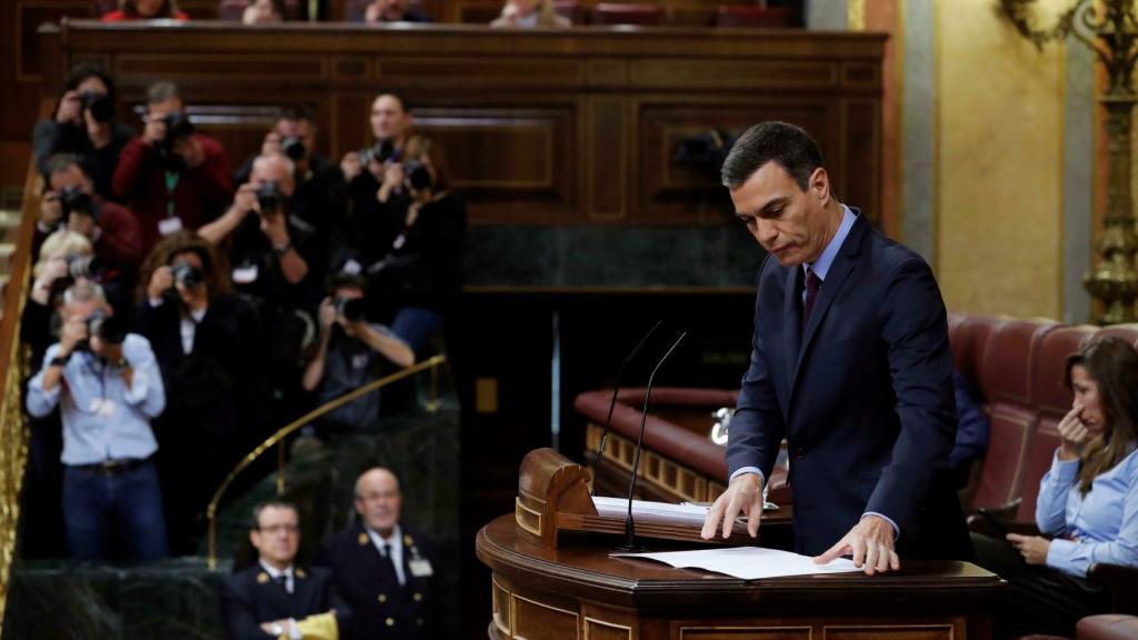 Pedro Sánchez, en la tribuna del Congreso este miércoles.