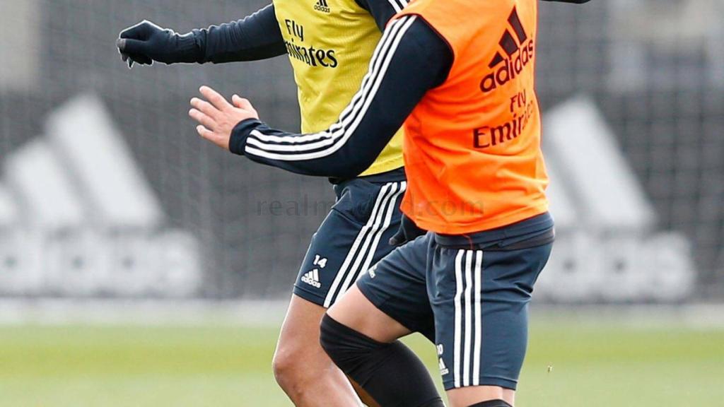 Casemiro y Cristo durante el entrenamiento