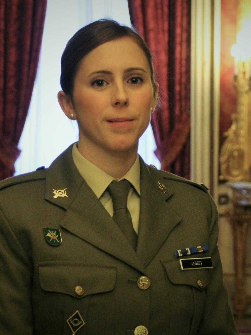 La soldado Ángela Jorgia, en la presentación del calendario del Ejército de Tierra de 2019.
