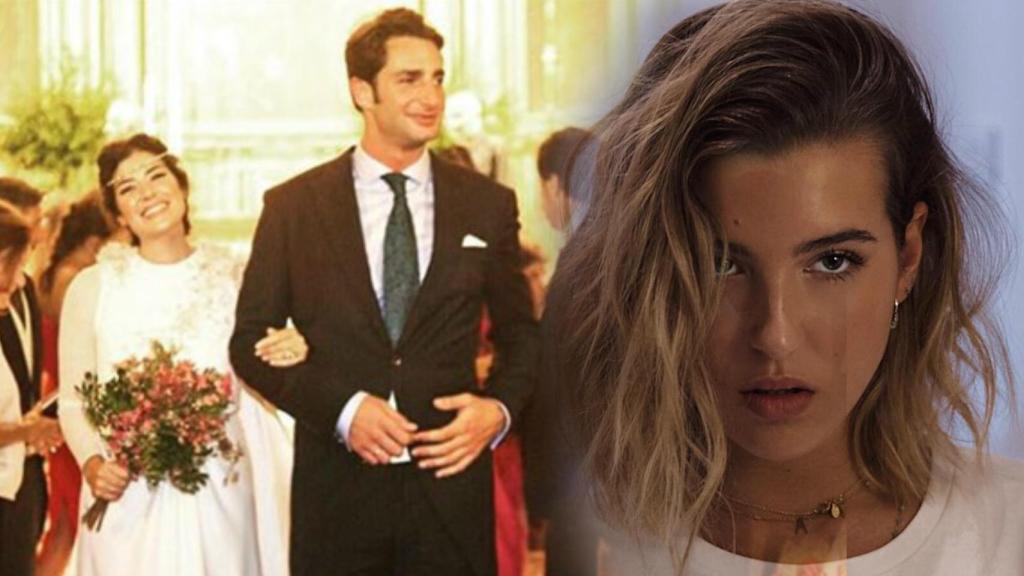 Coki Prieto y Javier Calle, en su boda, a la que acudió Alba Díaz.