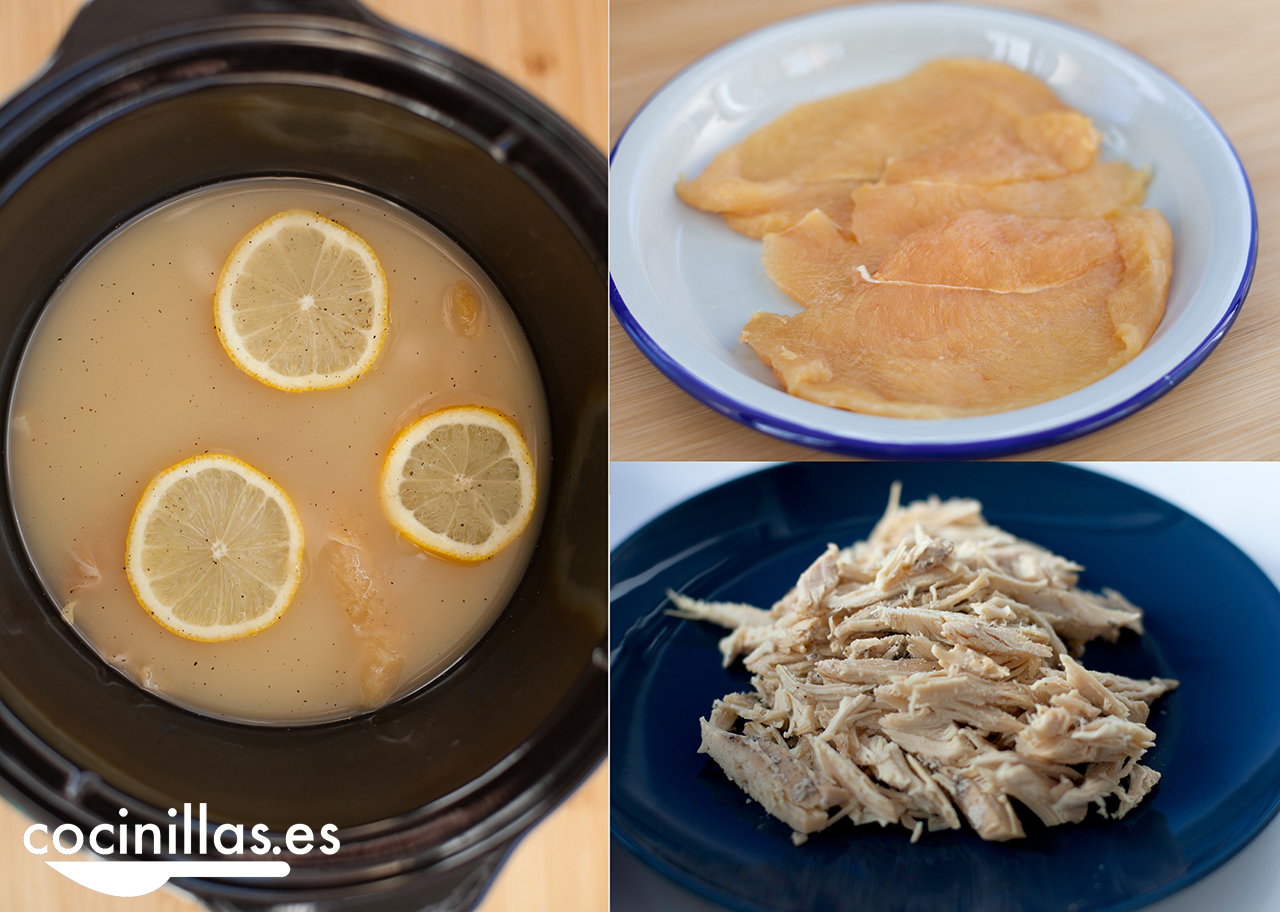 Ensalada de pollo de corral en cocción lenta y naranja
