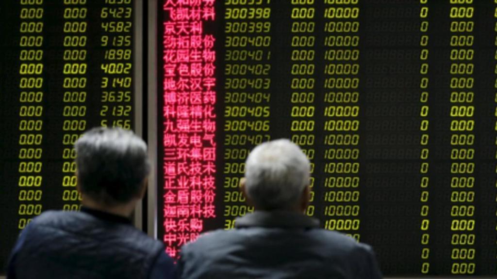 Pantalla de cotizaciones en la Bolsa de Hong Kong.