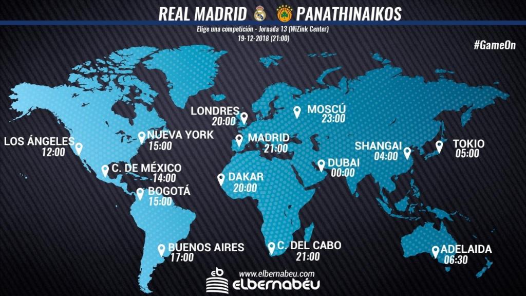 Horario Real Madrid - Panathinaikos