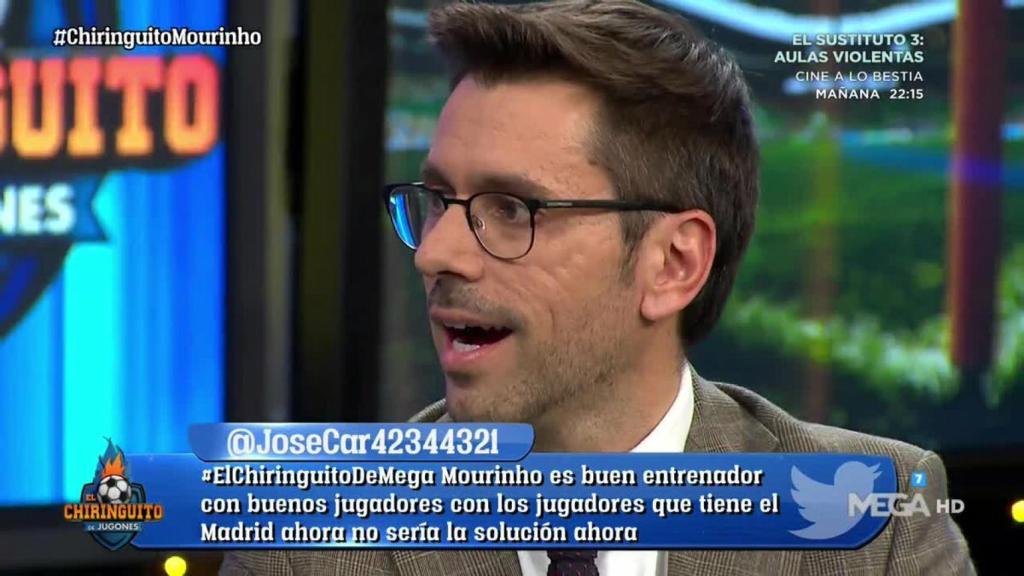 Roberto Morales en El Chiringuito. Foto: Twitter (@elchiringuitotv)