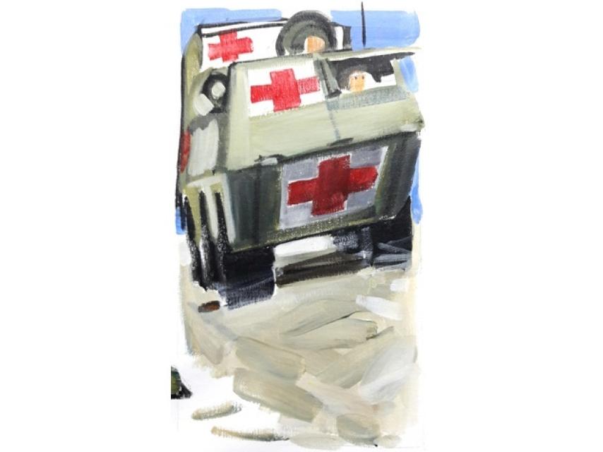 El BMR de Idoia Rodríguez tenía la cruz roja que indica su propósito sanitario.