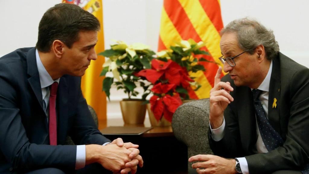 Sánchez y Torra durante la reunión