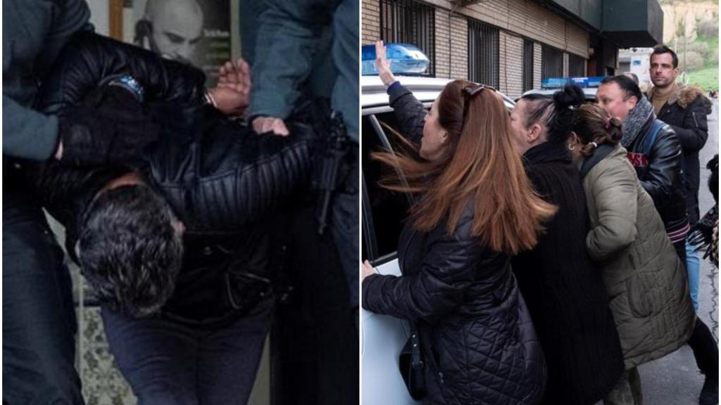 Bernardo Montoya, increpado por los vecinos de Huelva en su traslado a Valverde del Camino, donde va a pasar a disposición judicial.