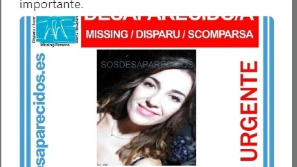 Tuit de la Guardia Civil en el que el viernes, 14 de diciembre, difunde la alerta por la desaparición de Laura Luelmo.