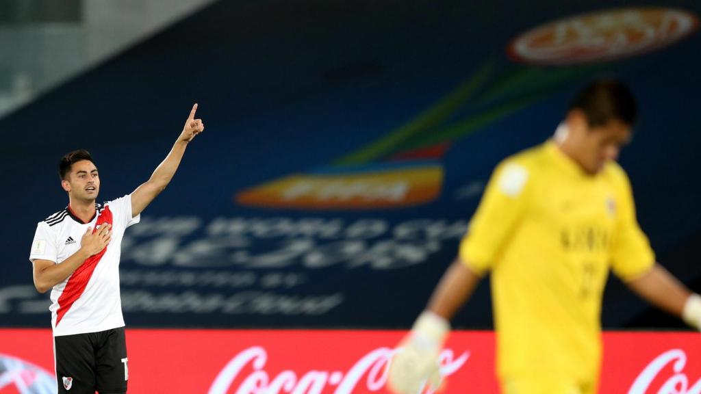 Gonzalo Martínez celebra uno de sus goles en el Kashima Antlers - River Plate