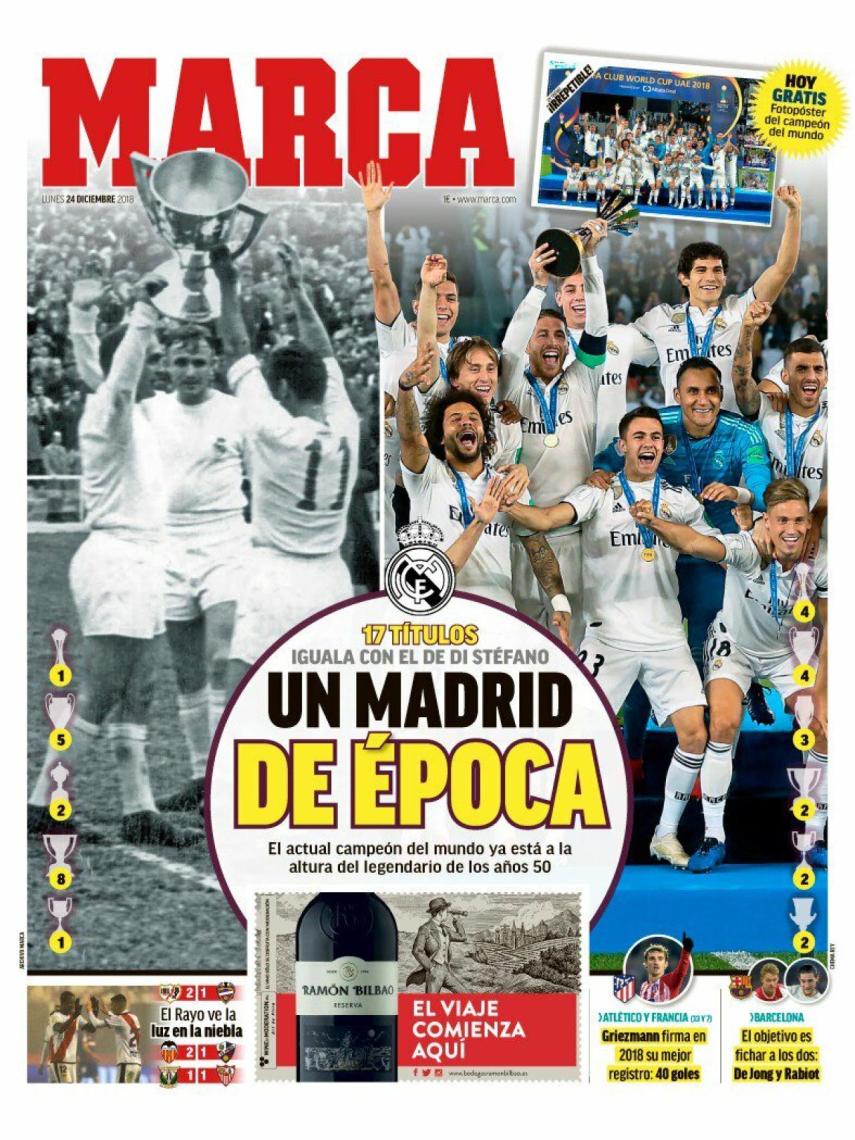 La portada del diario MARCA (24/12/18)