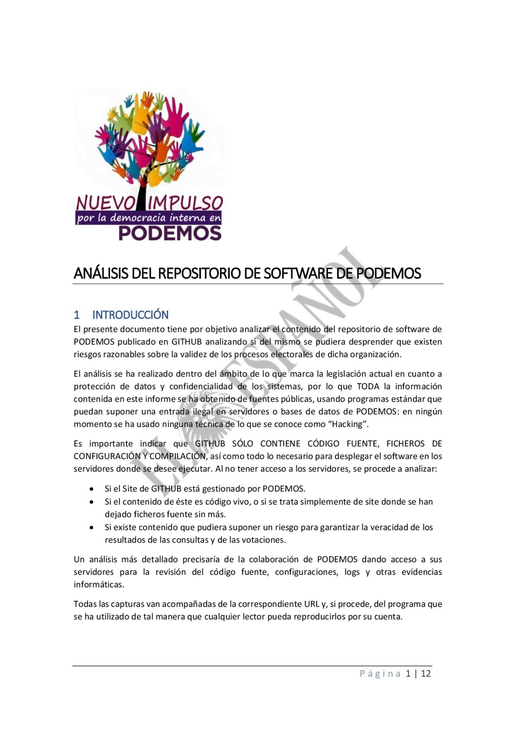 Documento  del colectivo crítico de Podemos.