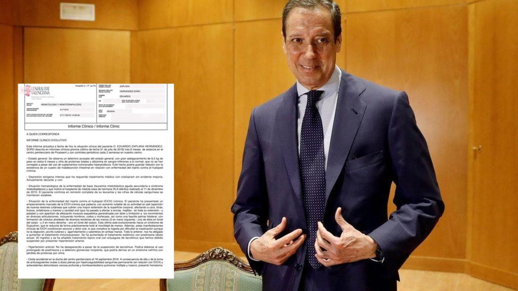 Hospital La Fe: hay grave riesgo de muerte súbita si Eduardo Zaplana regresa a prisión