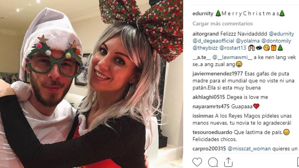 La felicitación navideña de Edurne y De Gea. Foto Instagram: (@edurnity)