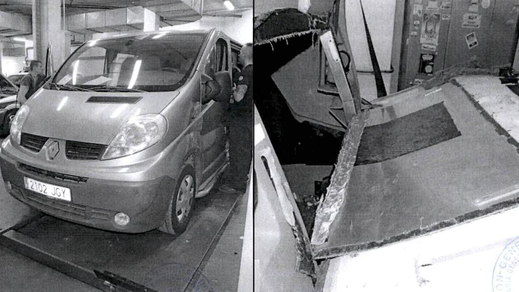 Uno de los vehículos investigados, con una puerta secreta tras los asientos.