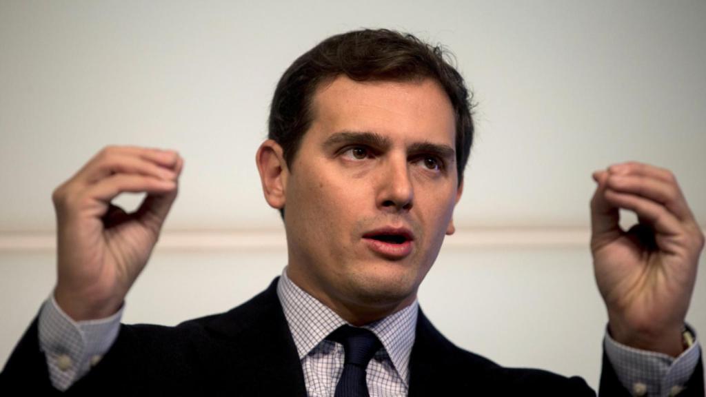 El presidente de Ciudadanos Albert Rivera, durante la rueda de prensa.