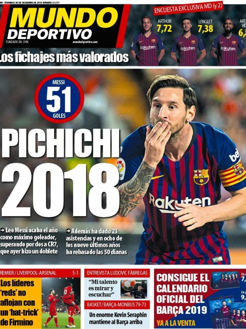 La portada del diario Mundo Deportivo (30/12/2018)