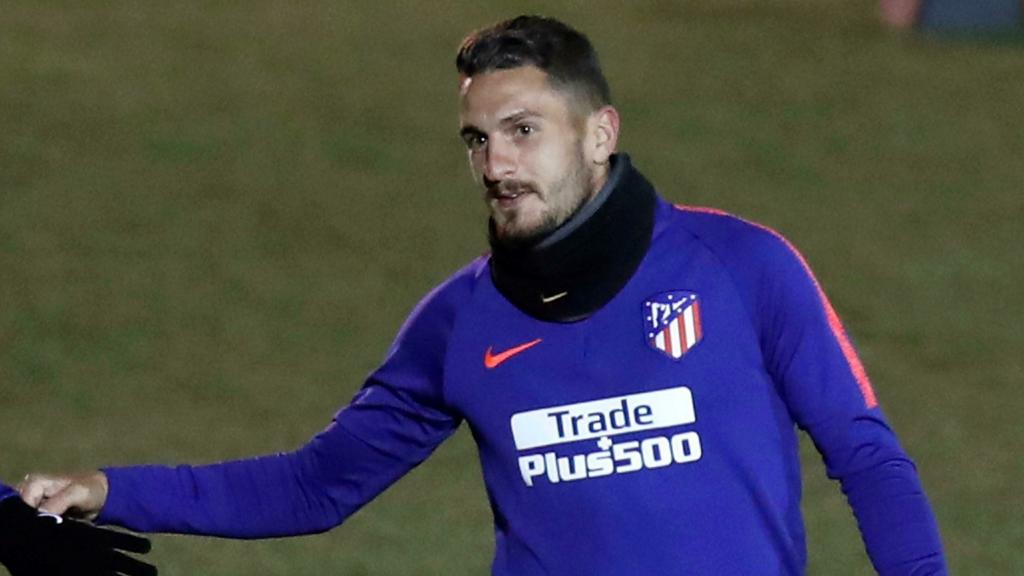 Koke entrenando con el Atlético de Madrid