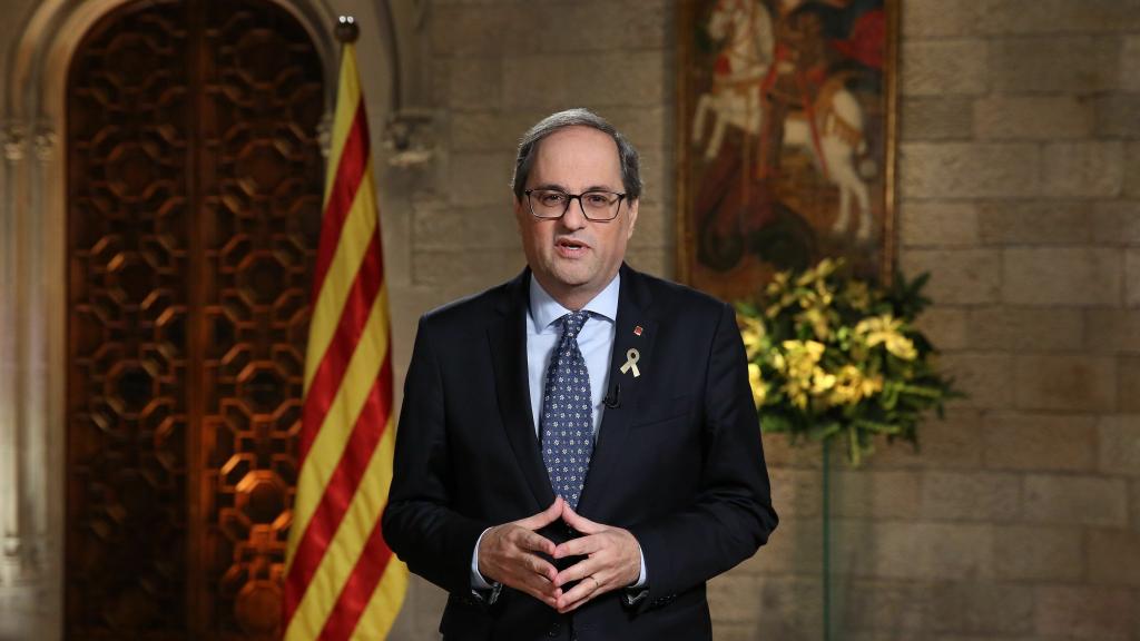 El presidente de la Generalitat, Quim Torra, durante su mensaje de Navidad.