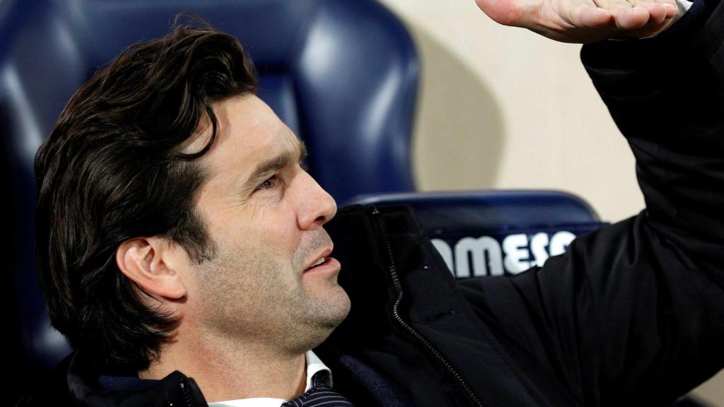 Santiago Solari, en el banquillo del Estadio de la Cerámica