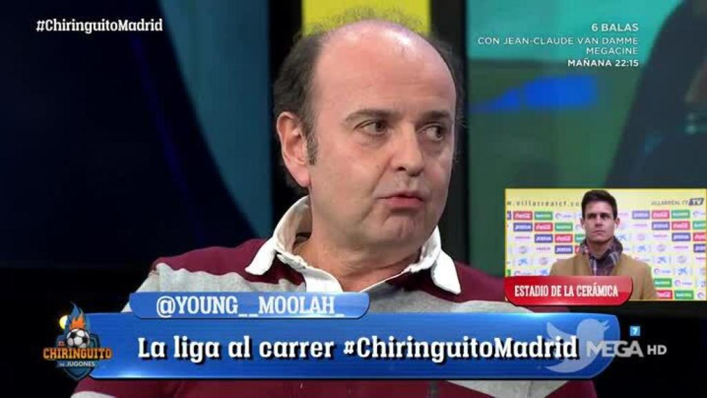 Juanma Rodríguez, en El Chiringuito. Foto: Twitter (@elchiringuitotv)