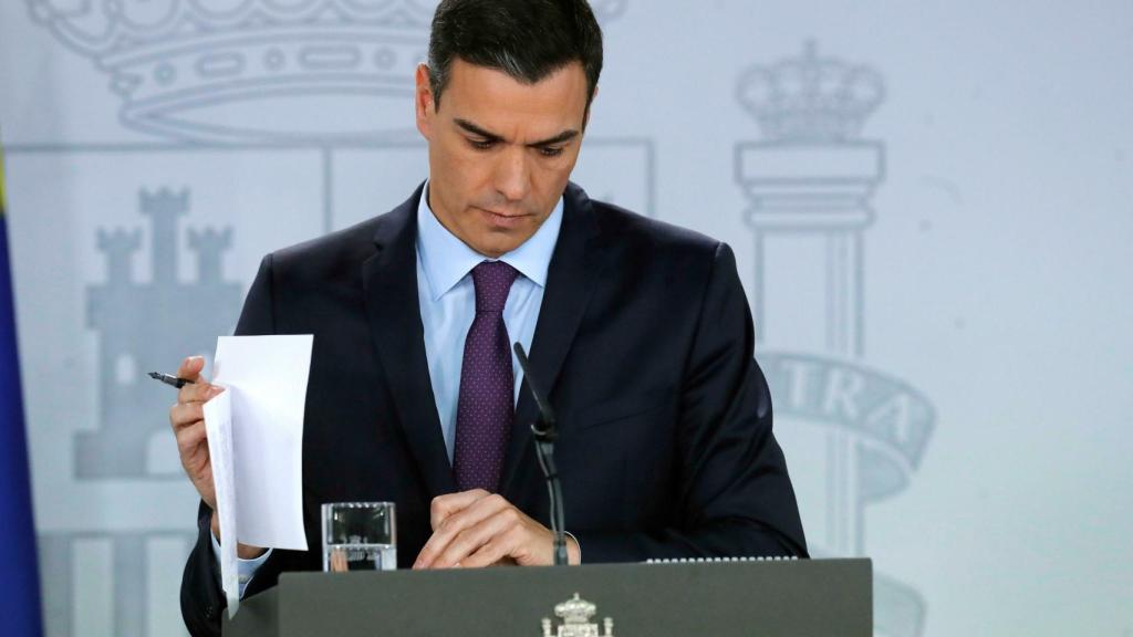 El presidente del Gobierno, Pedro Sánchez,  en La Moncloa