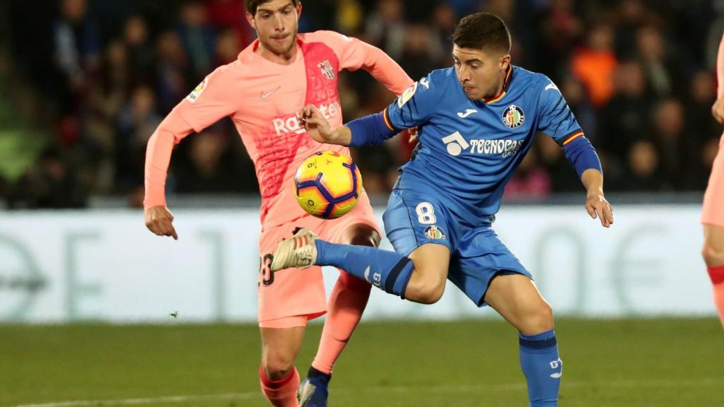 Sergi Roberto y Portillo en el Getafe - Barcelona