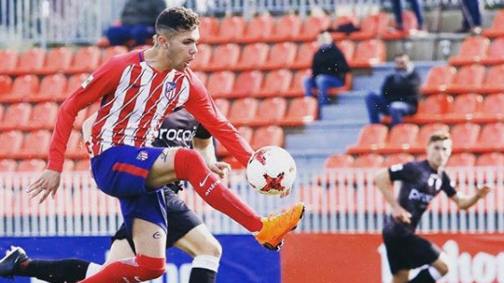 Schiappacasse en un partido con el filial del Atlético