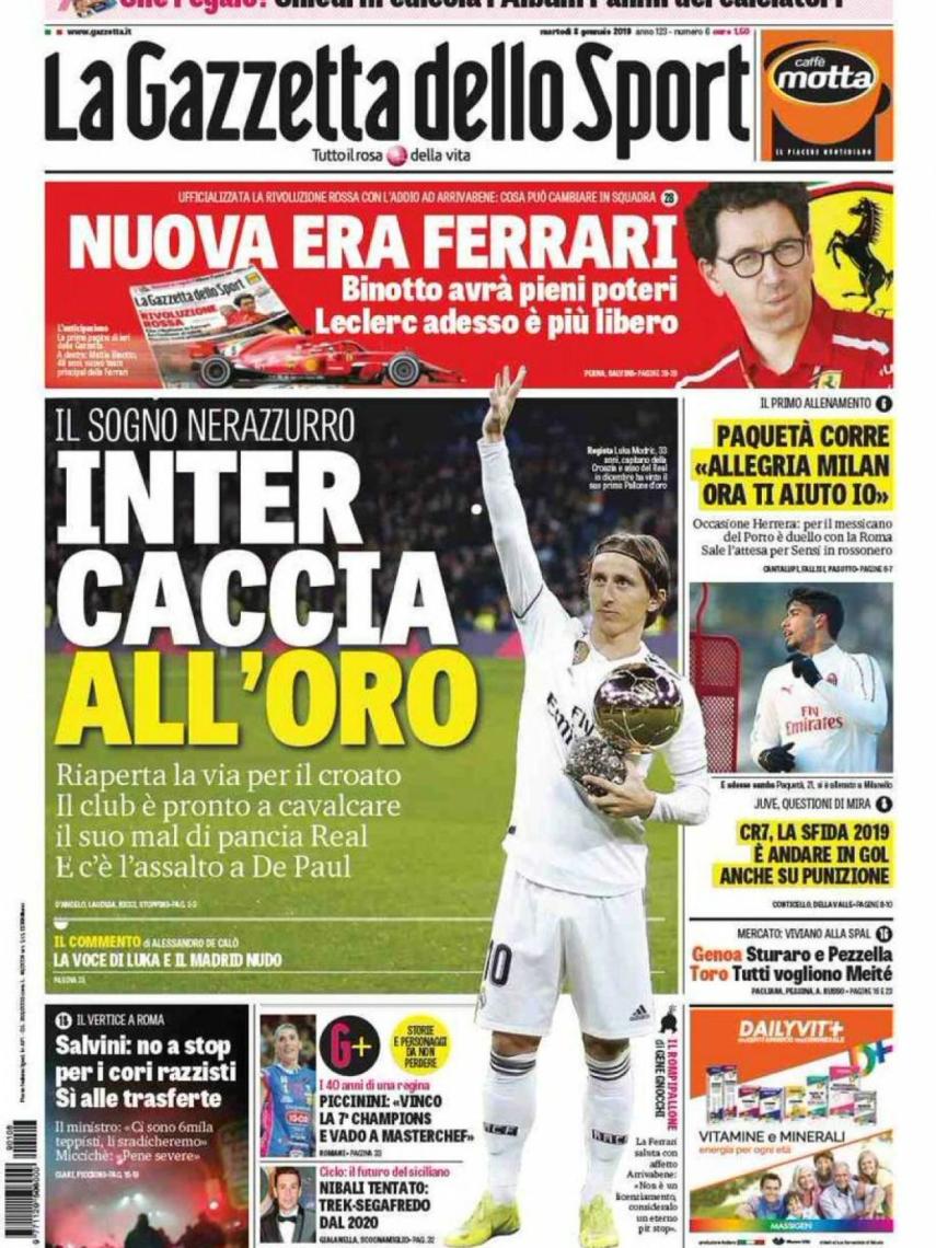 Portada de La Gazzetta dello Sport