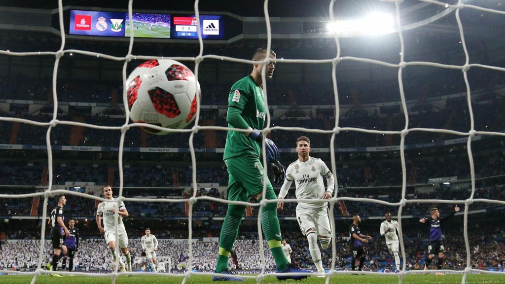 Sergio Ramos celebra su gol de penalti al Leganés
