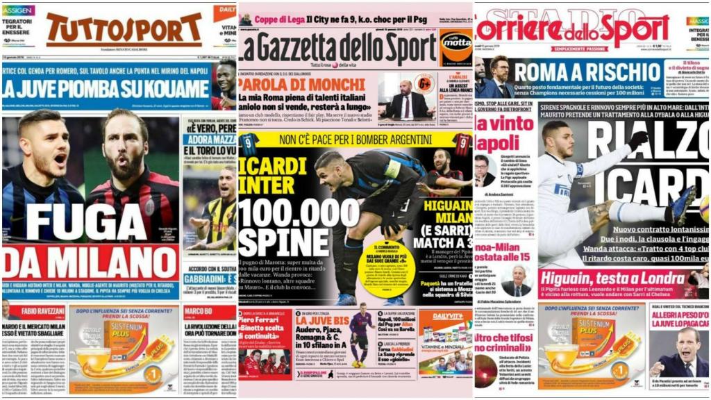 Portadas deportivas en Italia