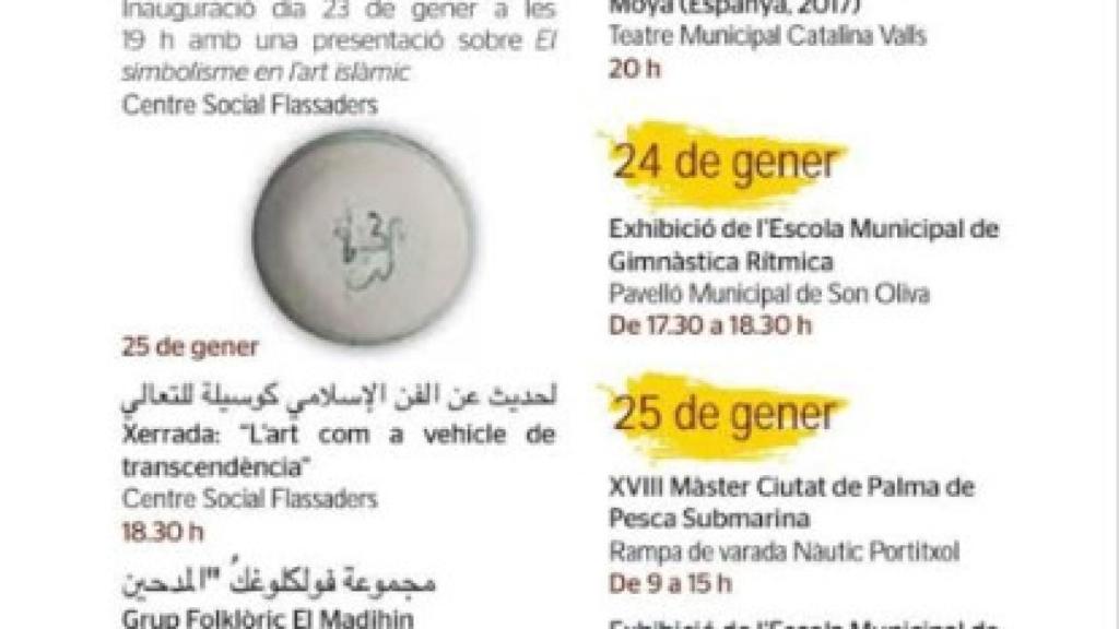 Programa en árabe y catalán de las fiestas de San Sebastià.