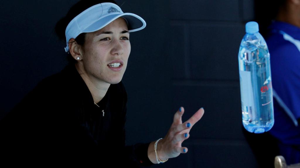 Muguruza, en un entrenamiento en Melbourne.
