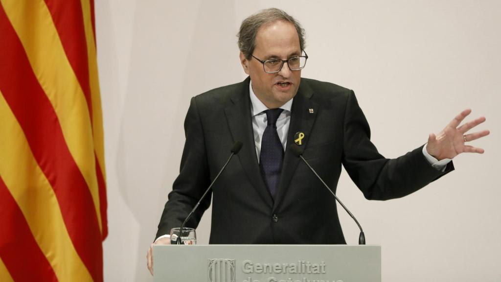 Quim Torra en una comparecencia el miércoles en el Palau