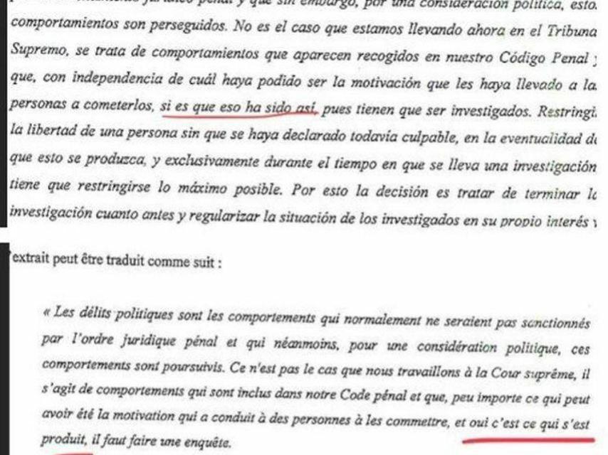 El texto de la demanda en español (arriba) y francés (abajo).