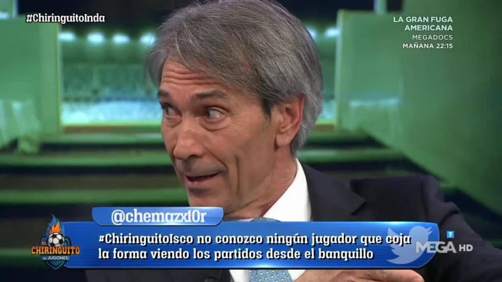 'Lobo' Carrasco en 'El Chiringuito'. Foto: Twitter (@elchiringuitotv)