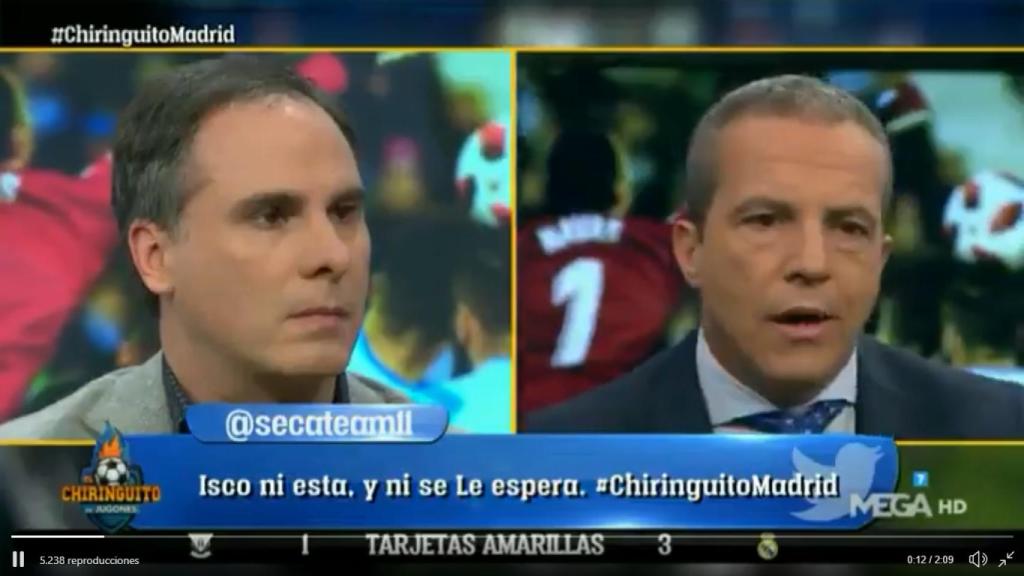 Cristóbal Soria, en El Chiringuito. Foto: Twitter (@elchiringuitotv)