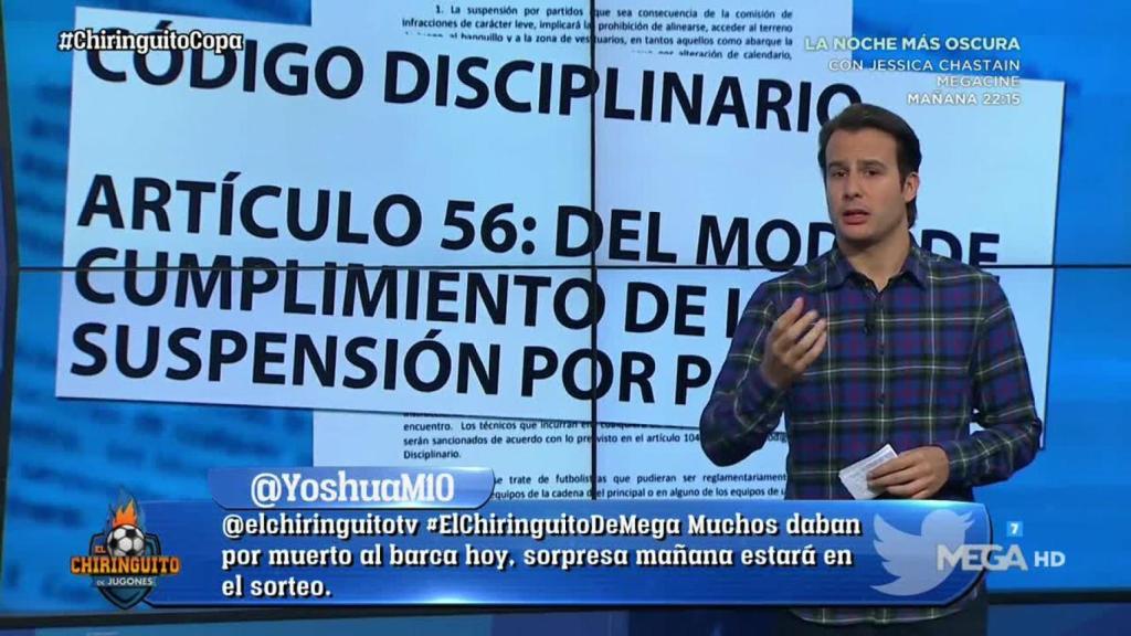 Juanfe Sanz en El Chiringuito. Foto: Twitter (@elchiringuitotv)