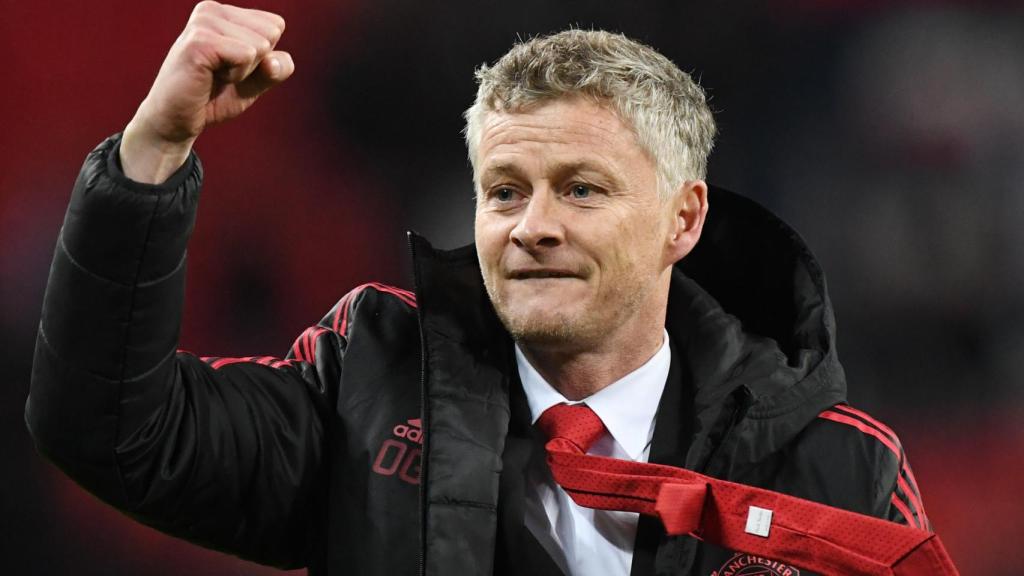Ole Gunnar Solskjaer celebra la victoria del Manchester United ante el Tottenham Hotspur