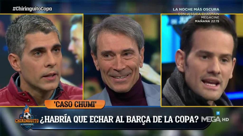 Quim Domènech en El Chiringuito. Foto: Twitter. (@elchiringuitotv)