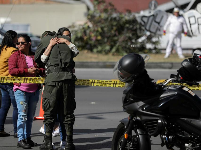 Escena del ataque a la academia de la Policía.